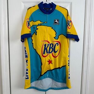 Giordana Kalamazoo Bicycle Club Cycling Jersey Mens Medium Yellow Teal Italy